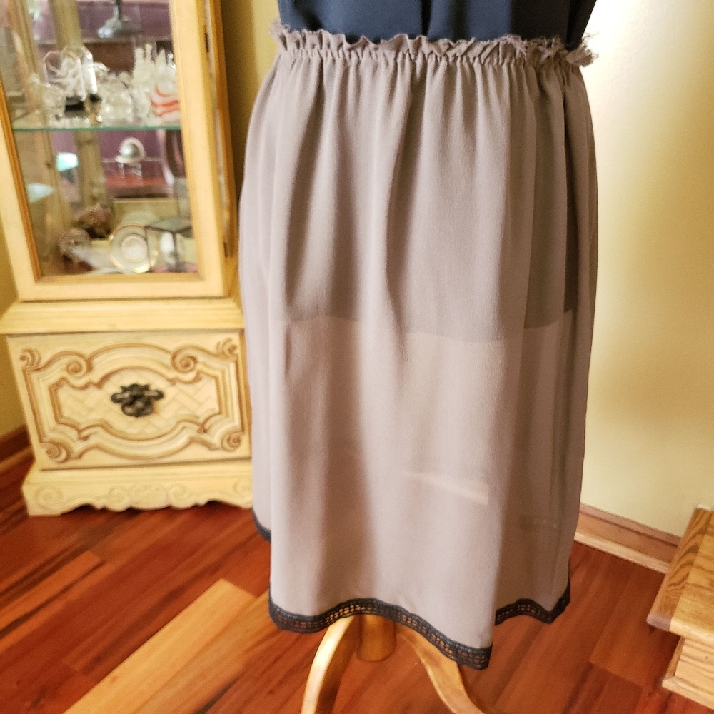MARNI | TAUPE ELASTICIZED WAIST SHEER SILK SKIRT - Picture 3 of 10